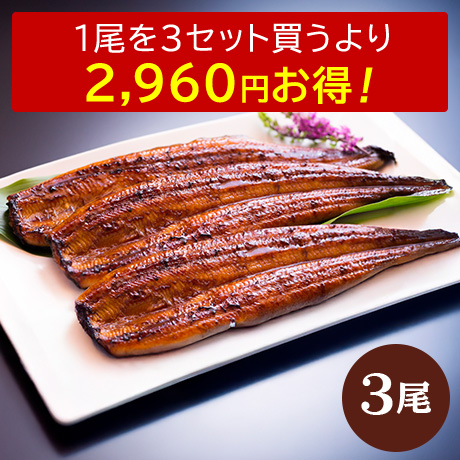 「鰻楽」のうなぎ蒲焼【長焼】210g 3尾 タレ・山椒付き